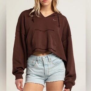 Nike Brown Cropped Hoodie